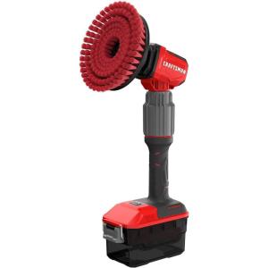 imageCRAFTSMAN V20 Cordless 2in1 Power Scrubber Kit MultiPurpose Includes Bristle Brush 2Ah Battery V20 Battery Charger and 605 in Telescoping Pole CMCPS520D1Kit with Battery