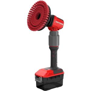 imageCRAFTSMAN V20 Cordless 2in1 Power Scrubber Kit MultiPurpose Includes Bristle Brush 2Ah Battery V20 Battery Charger and 605 in Telescoping Pole CMCPS520D1Bare Tool Only