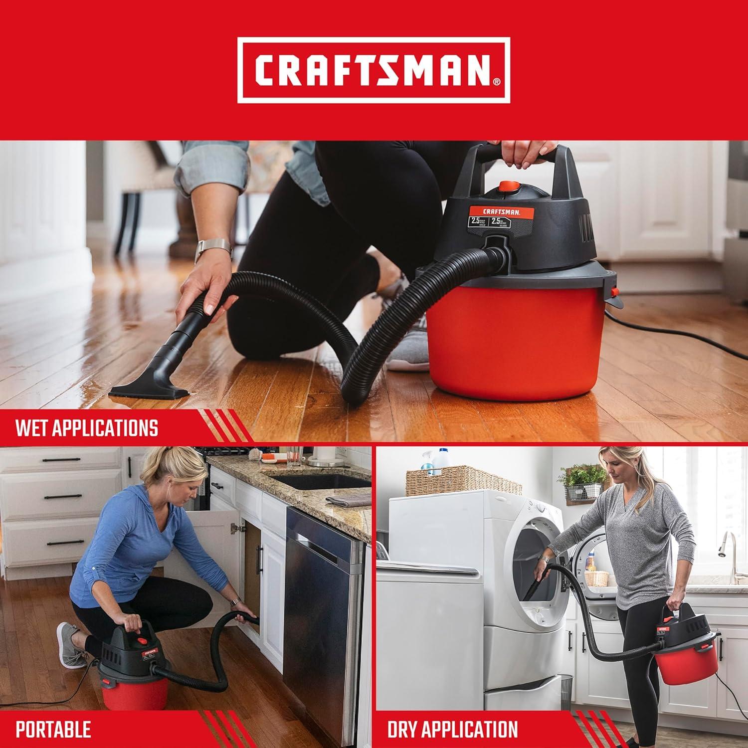 imageCRAFTSMAN CMXEVBE17250 25 Gallon 25 Peak HP Wet Dry Vac Portable Shop Vacuum Wet and Dry with Filter Bag Hose and Attachments for Cleaning in The Home25 Gallon 25 Peak HP