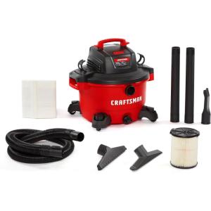 imageCRAFTSMAN CMXEVBE18695 16 Gallon 65 Peak HP Wet Dry Vac HeavyDuty Shop Vacuum Wet and Dry with Filter MufflerDiffuser Dust Bag Hose and Attachments for Home Projects ampamp Renovations12 Gallon 60 Peak HP