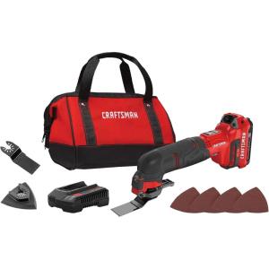 imageCRAFTSMAN V20 Cordless MultiTool Oscillating Tool Kit Blades Sand Paper Battery and Charger Included CMCE501D1