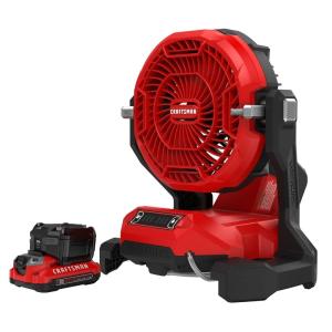 imageCRAFTSMAN V20 Cordless Personal Fan Kit Misting Fan Settings for Mist and Airflow Misting Fan Garden Hose Adaptor Battery Included CMCE003C1