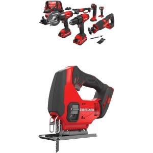 imageCRAFTSMAN V20 Power Tool Combo Kit 9Tool Cordless Power Tool Set with 2 Batteries and Charger CMCK700D2w Jigsaw