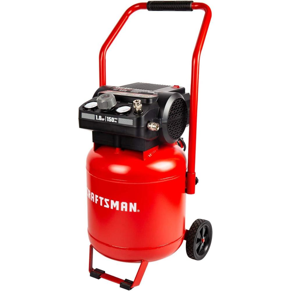 imageCraftsman Air Compressor 10 Gallon Peak 18 Horsepower Oilfree Compressor Max 150 PSI Vertical Compressor Air Tools Model CMXECXA0331042Vertical Type