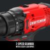 imageCRAFTSMAN V20 Cordless DrillDriver Kit 12 inch Battery and Charger Included CMCD700C1Drill Kit