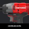 imageCRAFTSMAN V20 Cordless Impact Driver Kit 14 inch 2 Batteries and Charger Included CMCF800C2Impact Driver Kit Only