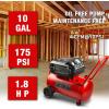 imageCraftsman Air Compressor 10 Gallon 18 HP Max 175 PSI Pressure Powerful and Portable Oil Free Compressor Maintenance Free for Home Garage Workshop Model CMXECXA0201041