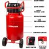 imageCraftsman Air Compressor 20 Gallon OilFree 18 HP Max 175 PSI Pressure Two Quick Couplers Big Capacity Red CMXECXA0232043Air Compressor