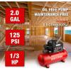 imageCraftsman Air Tools 2 Gallon Portable Air Compressor 13 HP OilFree Max 125 PSI Pressure Hot Dog Model CMXECXA0200243hot dog