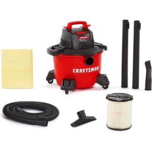 imageCRAFTSMAN CMXEVBE18690 9 Gallon 425 Peak HP Wet Dry Vac Portable Shop Vacuum Wet and Dry with Filter Dust Bag Dusting Brush Hose and Attachments for Home Garage and Automotive Cleaning6 gallon 35 Peak Hp