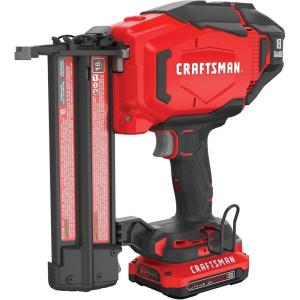 imageCRAFTSMAN V20 Cordless Brad Nailer 18 Gauge Nail Gun with Battery and Charger CMCN618C1