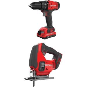 imageCRAFTSMAN V20 Cordless DrillDriver Kit 12 inch Battery and Charger Included CMCD700C1w Jigsaw
