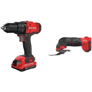 imageCRAFTSMAN V20 Cordless DrillDriver Kit 12 inch Battery and Charger Included CMCD700C1w Oscillating Tool