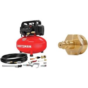imageCraftsman Air Compressor 6 Gallon Pancake OilFree CMEC6150K and Camco Blow Out Plug With Brass Quick Connect 36143w Blow Out Plug