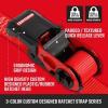 imageCRAFTSMAN CMXAZBS15004 BlackRed 1quot x 12 Ratchet Tie Down Straps  LightMidWeight Duty 1500 lb Break Strength 4 Pack4 Pack