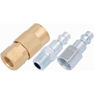 imageCRAFTSMAN 14in NPT Universal CouplerPlug Kit 3Piece Industrial Interchange Steel and Brass Construction