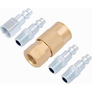 imageCRAFTSMAN 5pc NPT CouplerPlug Kit Industrial Quick Connect Steel and Brass 14in NPT Threads