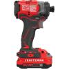 imageCRAFTSMAN V20 Impact Driver Kit Cordless 14 Inch 2 Batteries and Charger Included CMCF820D2