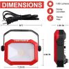 imageCRAFTSMAN 1100 Lumens 4000K LED Tiltable Portable Work Light in Red with 2in1 Adjustable Metal Rotating Stand and Handle ImpactResistant Glass Lens 5FT Power Cord ETL Perfect for Job Site
