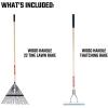 imageCRAFTSMAN 2Piece Raking Set with Lawn ampamp Thatching Rakes Wood Handles with Cushion Grips for Leaves Dethatching Dead Grass Cultivating
