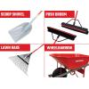 imageCRAFTSMAN CMXMKIT0130 4Piece Outdoor Tool Set with DGrip Poly Scoop Shovel Rake Squeegee Push Broom ampamp 6 Cubic Ft Wheelbarrow Red4Piece Lawn Debris CleanUp Pack