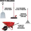 imageCRAFTSMAN CMXMKIT0130 4Piece Outdoor Tool Set with DGrip Poly Scoop Shovel Rake Squeegee Push Broom ampamp 6 Cubic Ft Wheelbarrow Red4Piece Lawn Debris CleanUp Pack