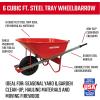 imageCRAFTSMAN CMXMKIT0130 4Piece Outdoor Tool Set with DGrip Poly Scoop Shovel Rake Squeegee Push Broom ampamp 6 Cubic Ft Wheelbarrow Red4Piece Lawn Debris CleanUp Pack