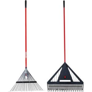 imageCRAFTSMAN 2Piece Raking Set with Leaf ampamp Lawn Rakes Fiberglass ampamp Rubber Coated Handles Cushion Grips for Leaves Thatching Dethatching