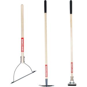 imageCRAFTSMAN CMXMKIT0040 3Piece Long Wood Handle Weeding Tool Set with Weeding Hoe 2Prong Hoe and Grass Weed Cutter