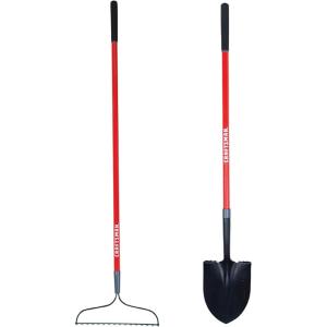 imageCraftsman 2Piece Garden Tool Set with Digging Shovel and Bow Rake Fiberglass Handles Cushion Grips for Landscaping Gardening ampamp Construction