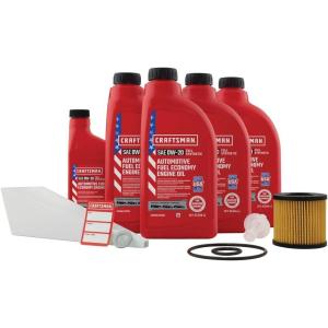 imageCRAFTSMAN Oil Change Kit Compatible With Toyota Camry Rav4 Lexus Es300h 45 Qt 0W20 Full Synthetic In The Kit 45 Quarts of Oil 1 Filter 1 Crush Washer 1 Oil Change Sticker CMXOKLT200882