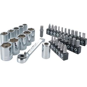 imageCRAFTSMAN Socket Set with right Angle Bit Driver SAEMetric 14quot Drive 35Piece CMMT12005Socket Set