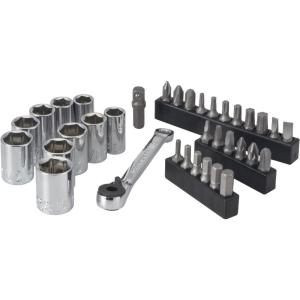 imageCRAFTSMAN Socket Set with right Angle Bit Driver SAEMetric 14quot Drive 35Piece CMMT12005Socket Set New Package