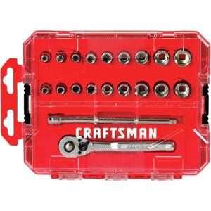 imageCRAFTSMAN Socket Set SAEMetric 14quot Drive 20Piece CMMT1200820 Piece Set