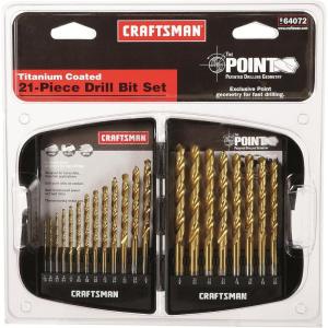 imageCRAFTSMAN 964072 21 piece Titanium Nitride Coated Drill Bit Set