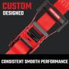 imageCRAFTSMAN CMXAZBS10000J BlackRed 2quot x 27 Ratchet Tie Down Strap with Double J Hook  HeavyweightIndustrial Duty 10000 lb Break StrengthFlat Hook