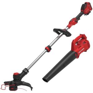 imageCraftsman CMCK279D1 V20 Brushed LithiumIon 10 in Cordless Weedwacker String Trimmer and Blower Combo Kit 2 Ah