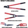 imageCRAFTSMAN 4Piece Pruning Tools Set with Bypass Pruner Bypass Lopper Wavy Blade Hedge Shears ampamp Swivel Blade Grass ShearsPruning Tools Starter Set
