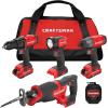 imageCRAFTSMAN V20 Cordless 4Tool Power Tool Combo Kit with 2 Batteries and Charger CMCK400D2