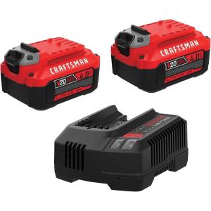 imageCRAFTSMAN 20V Power Tool Battery 2Pack Lithiumion with Charger CMCB2042CK2 Batteries  Charger