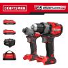 imageCRAFTSMAN 20V RP Cordless Drill Driver and Impact Driver Brushless 2Tool Power Tool Combo Kit LED Work Light Includes Battery and Charger CMCK2530C2