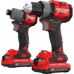 imageCRAFTSMAN 20V RP Cordless Drill Driver and Impact Driver Brushless 2Tool Power Tool Combo Kit LED Work Light Includes Battery and Charger CMCK2530C2