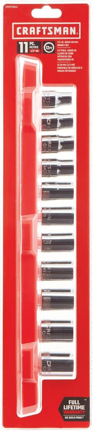 imageCRAFTSMAN Socket Set SAE 12quot Drive 12 Pt 11Piece CMMT12046Metric