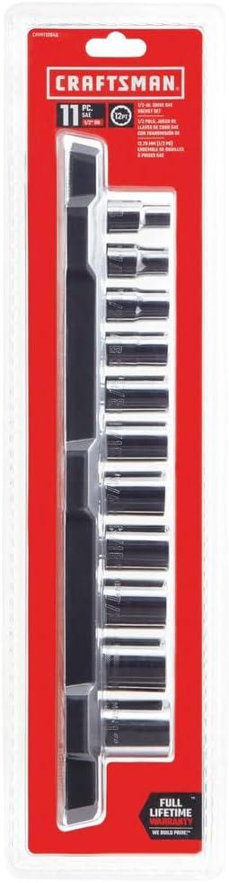 imageCRAFTSMAN Socket Set SAE 12quot Drive 12 Pt 11Piece CMMT12046SAE