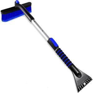 imageSEAAES 51 Inch Ice Scraper and Snow Brush with Squeegee Extendable Snow Ice Removal with Foam Grip for Windshield SUV Truck Vehicle WindowBlue