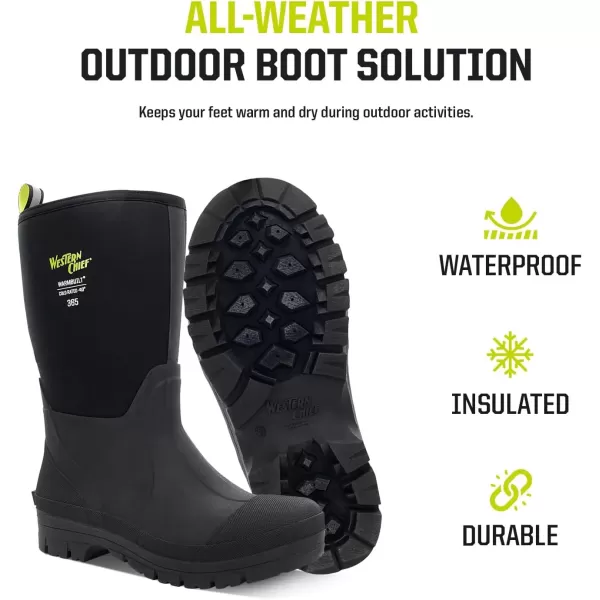 imageWestern Chief Mens 365 Neoprene Rain Boots for Men  100 Waterproof Rubber Boots for Men with AntiSlip Outsole  ColdRated Muck Boots for Men for AllWeather ProtectionBlack  Mid