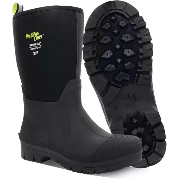 imageWestern Chief Mens 365 Neoprene Rain Boots for Men  100 Waterproof Rubber Boots for Men with AntiSlip Outsole  ColdRated Muck Boots for Men for AllWeather ProtectionBlack  Mid