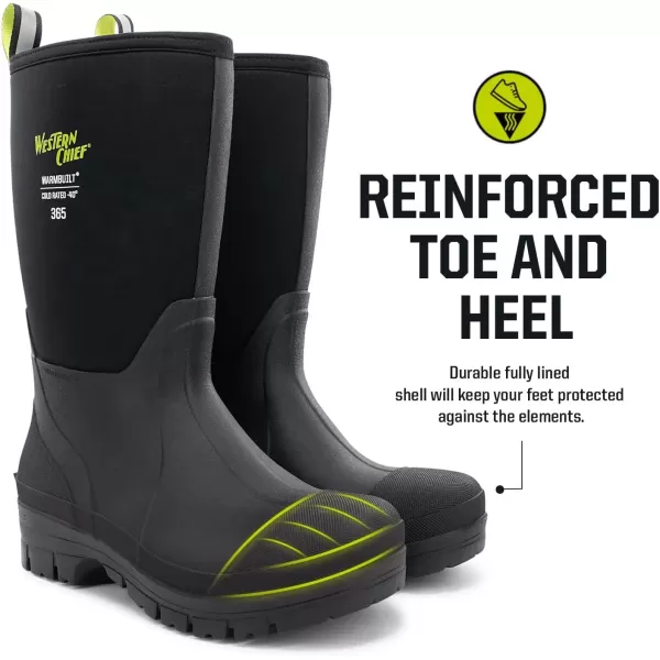 imageWestern Chief Mens 365 Neoprene Rain Boots for Men  100 Waterproof Rubber Boots for Men with AntiSlip Outsole  ColdRated Muck Boots for Men for AllWeather ProtectionBlack  Mid