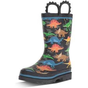 imageWestern Chief Rain Boots with Pull on Handles for Toddlers and Kids  Premium Waterproof Boots for Boys and GirlsDino World