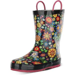 imageWestern Chief Rain Boots with Pull on Handles for Toddlers and Kids  Premium Waterproof Boots for Boys and GirlsFloral Swirl